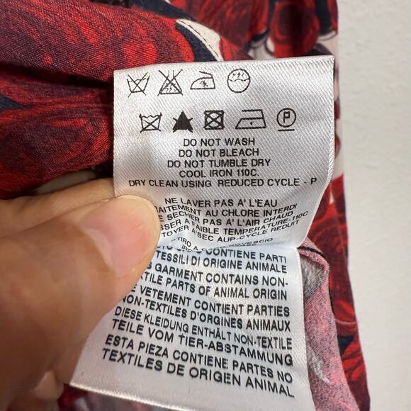 Love Moschino Red Floral Neck Tie Bow Blouse Sz 8 - Picture 8 of 13